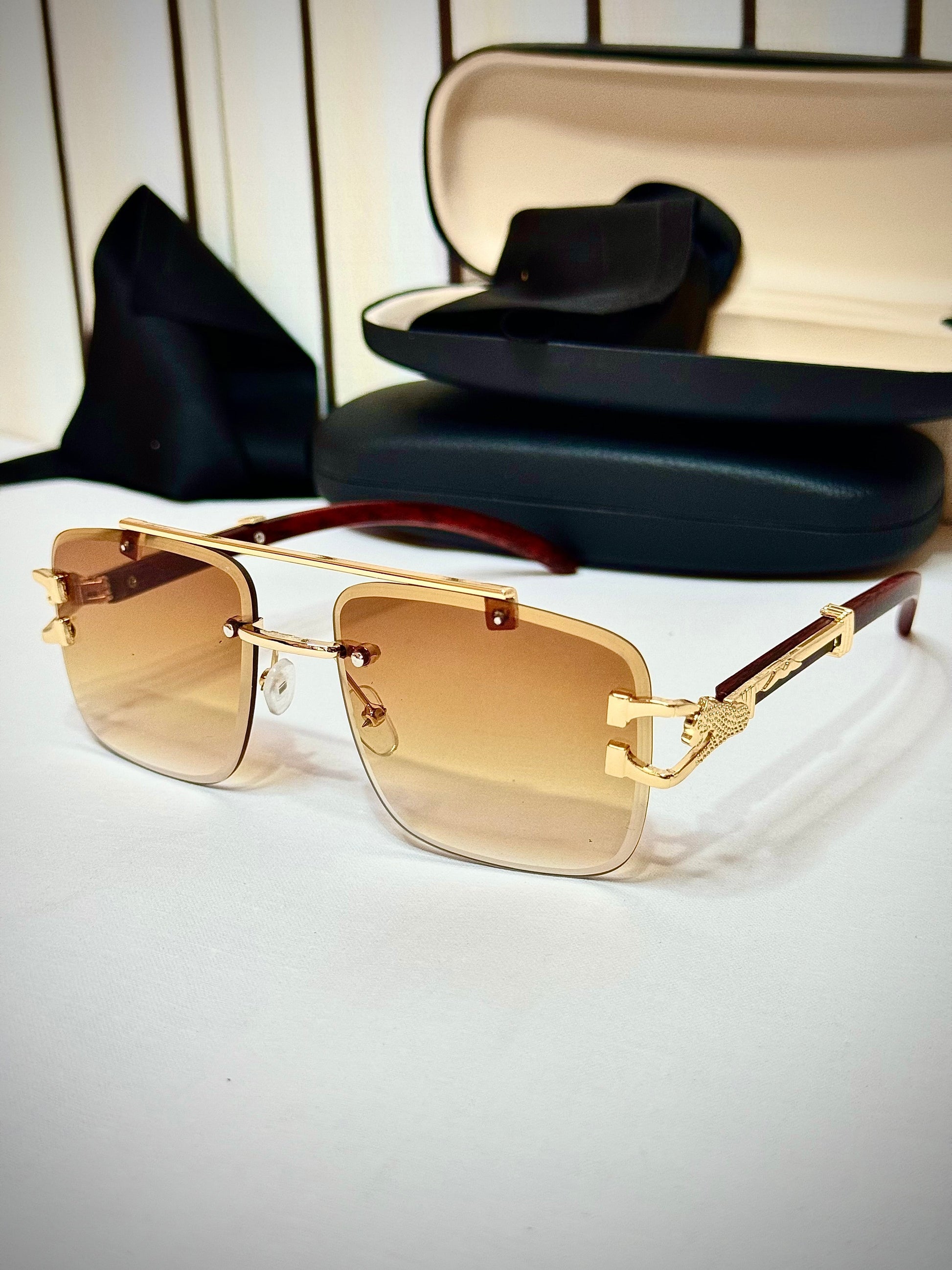 Brown Shades, Premium Panther Woodlines Sun Glasses
