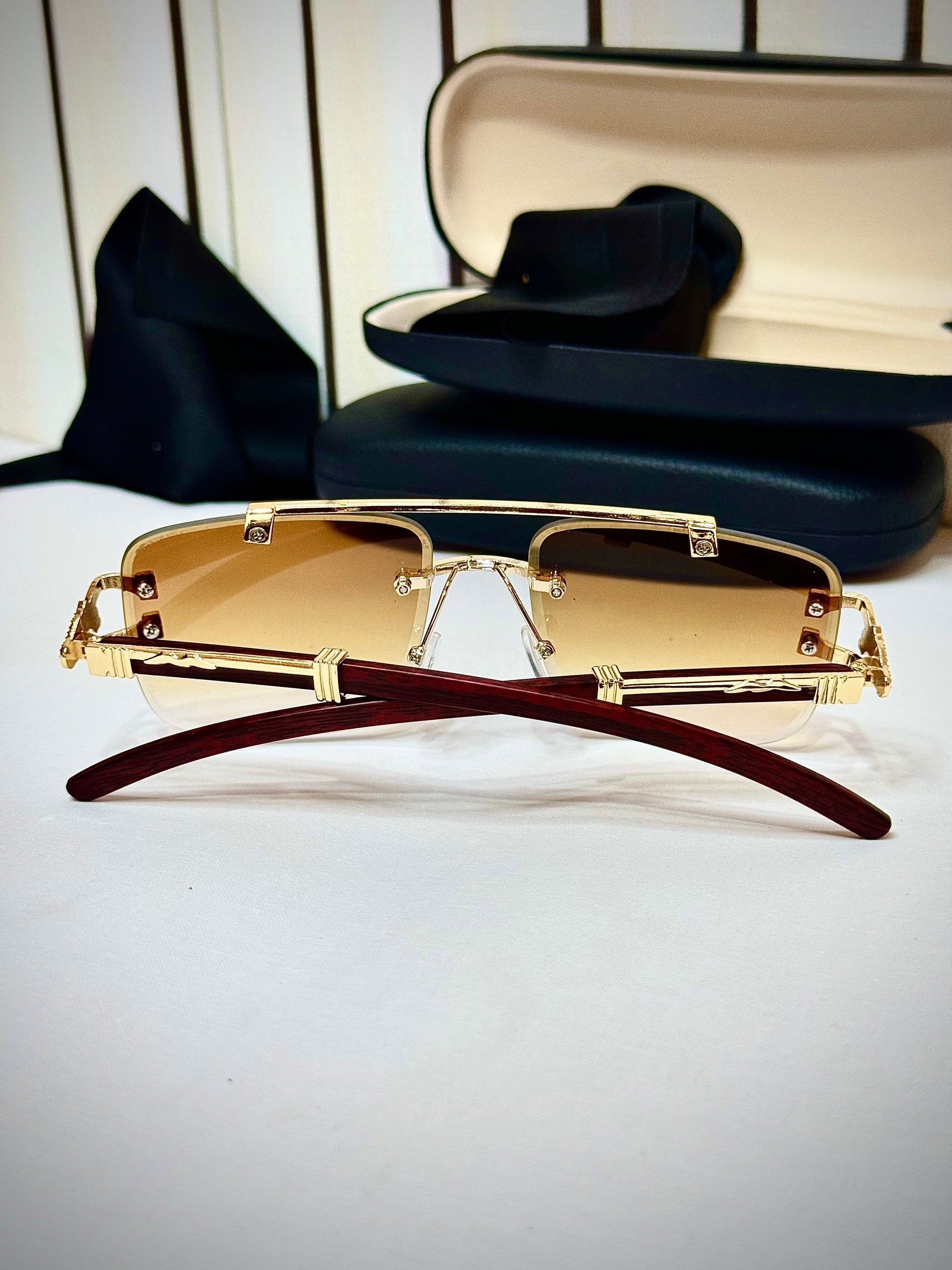 Brown Shades, Premium Panther Woodlines Sun Glasses