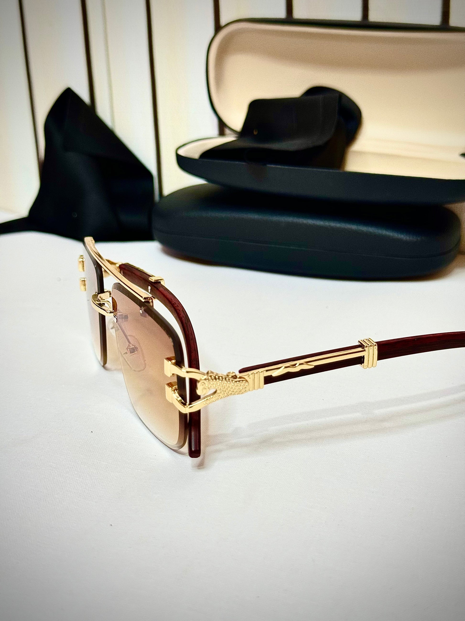 Brown Shades, Premium Panther Woodlines Sun Glasses