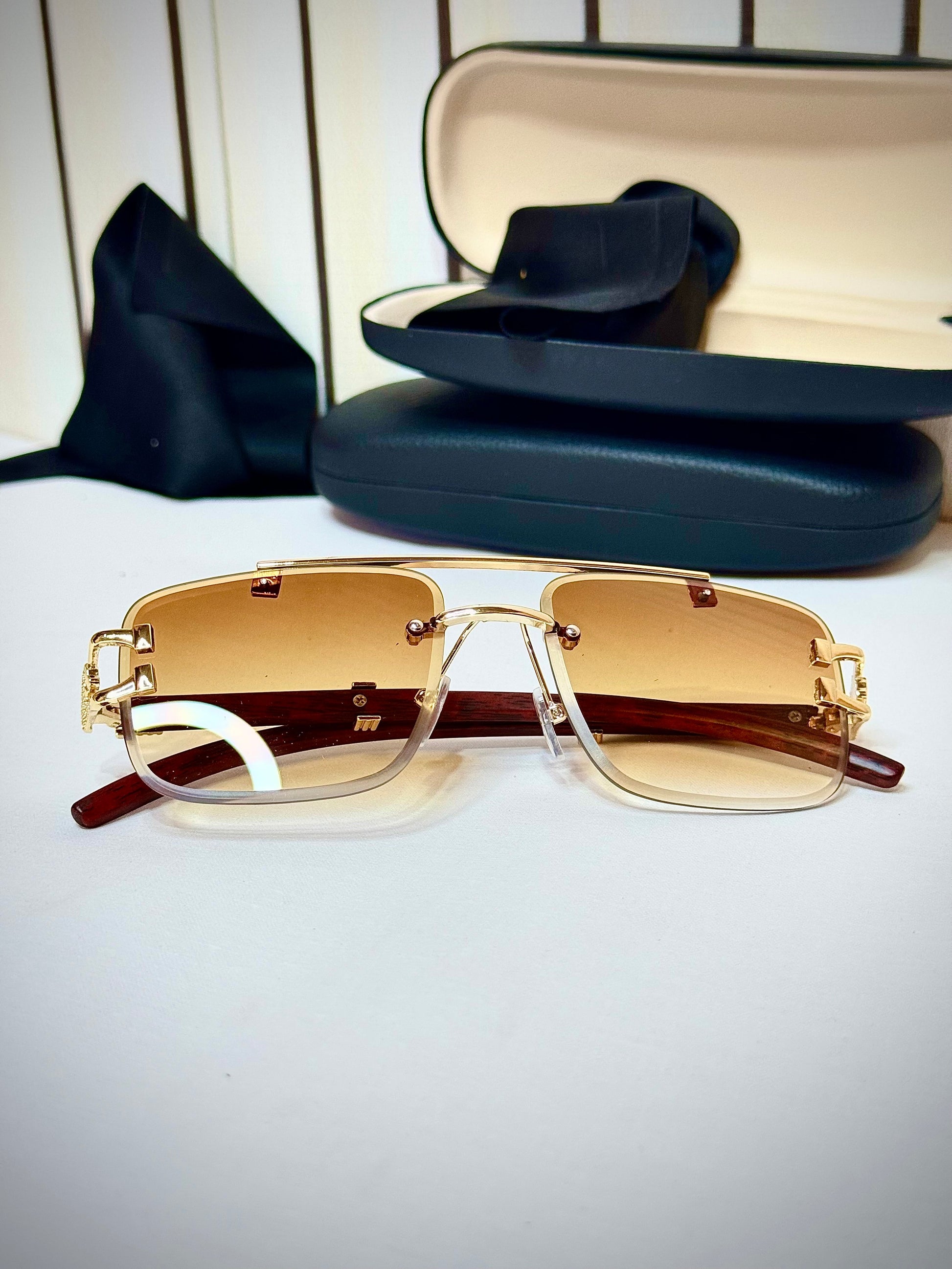 Brown Shades, Premium Panther Woodlines Sun Glasses