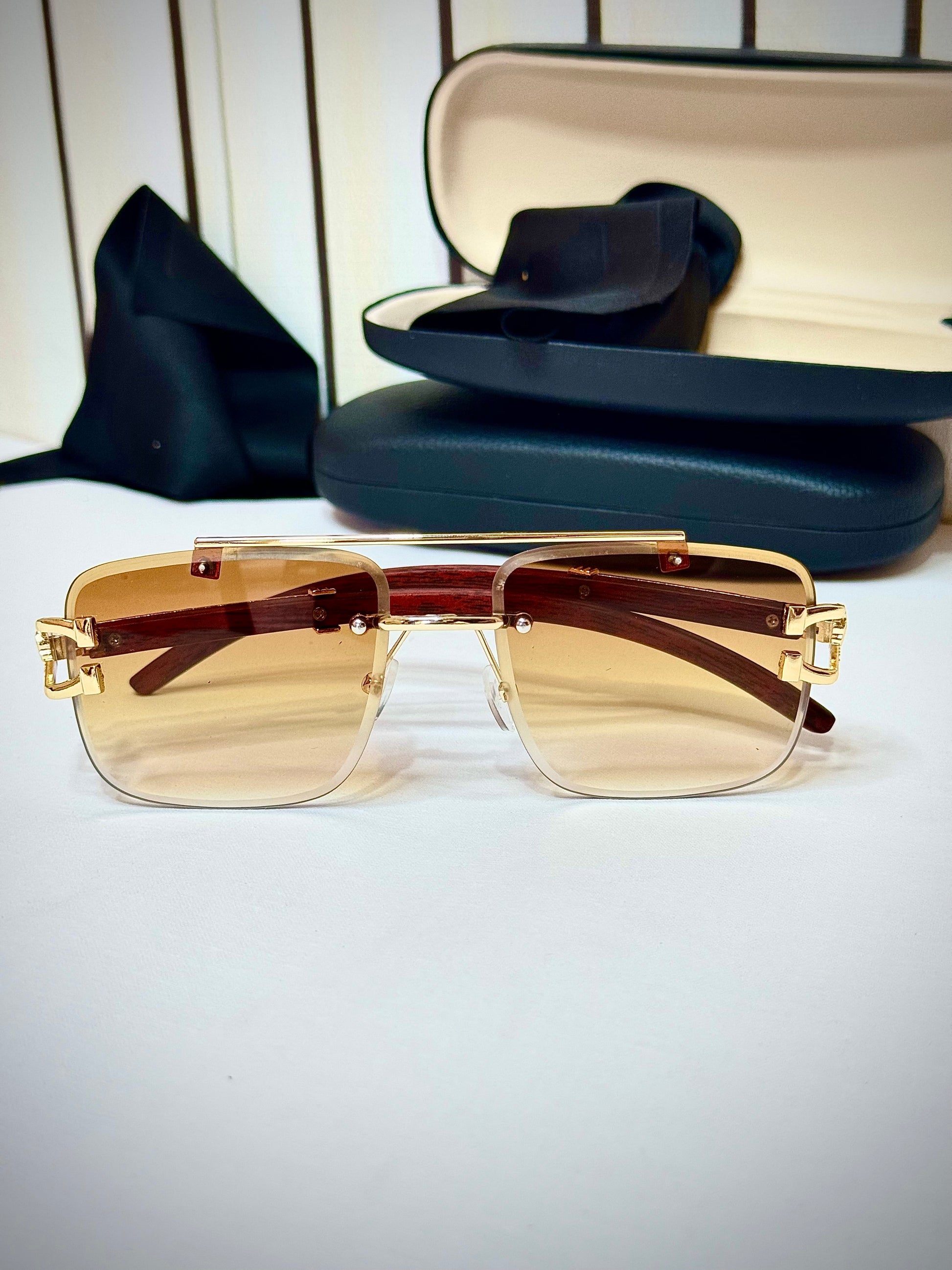 Brown Shades, Premium Panther Woodlines Sun Glasses