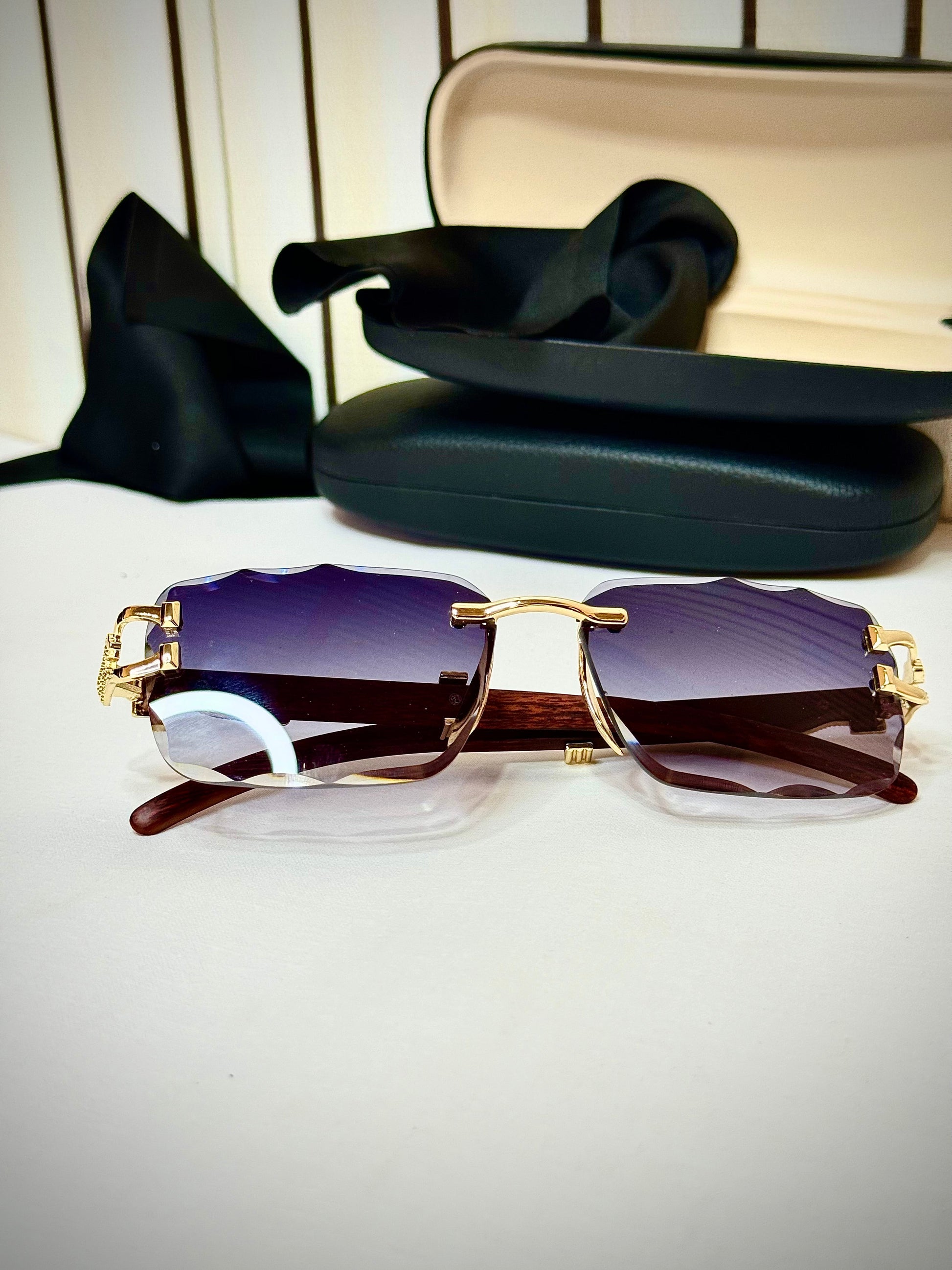 Diamond Cut Purple Shade, Panther Woodline Sun Glasses