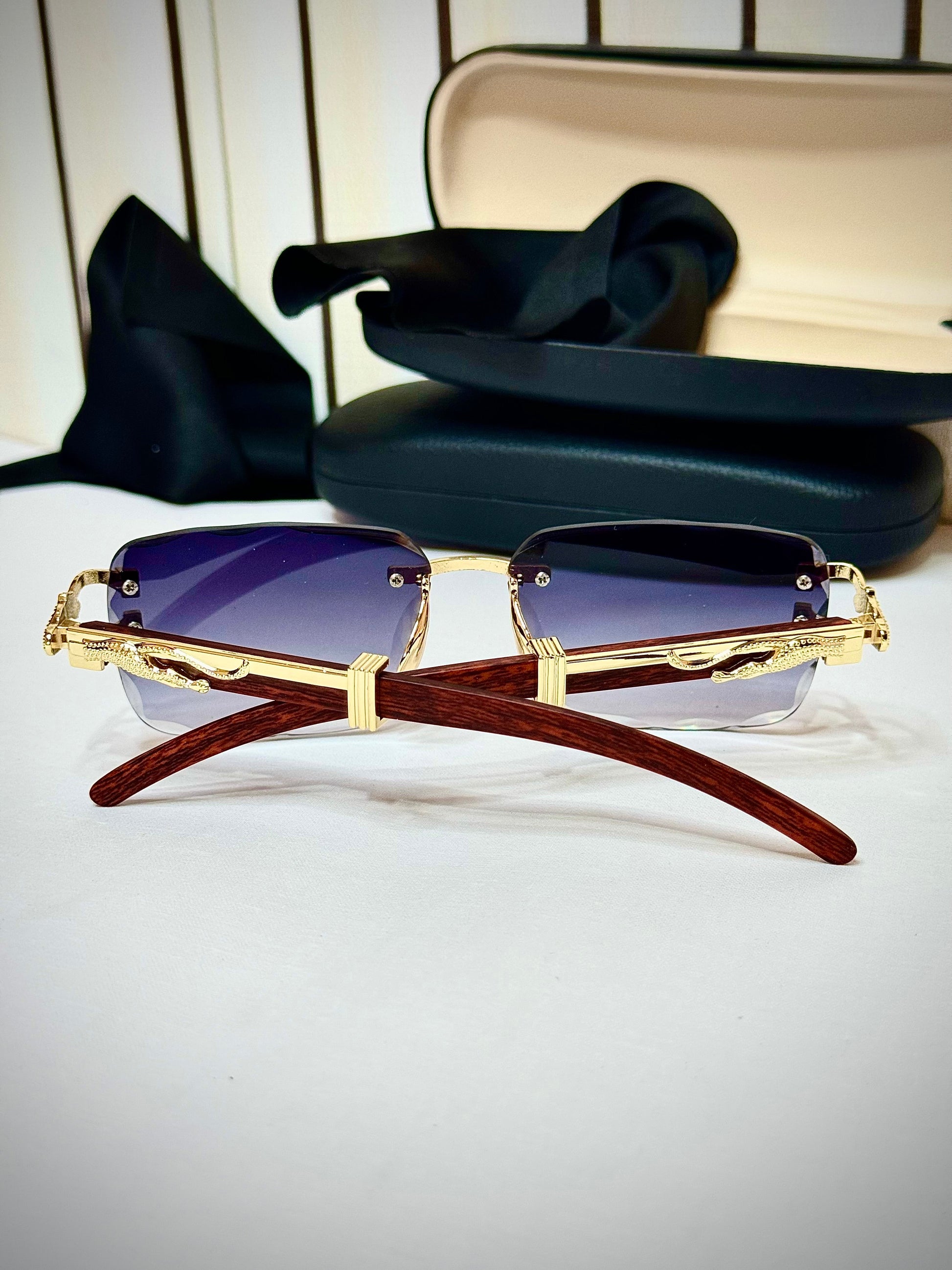 Diamond Cut Purple Shade, Panther Woodline Sun Glasses