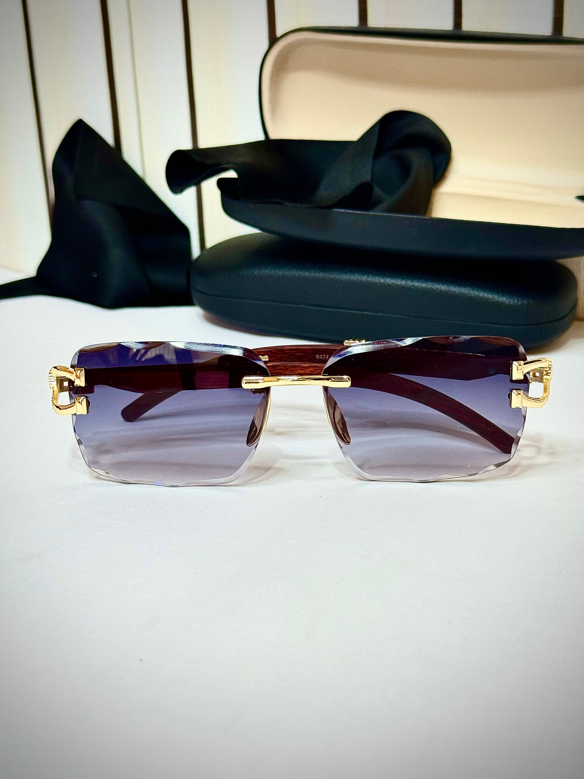 Diamond Cut Purple Shade, Panther Woodline Sun Glasses
